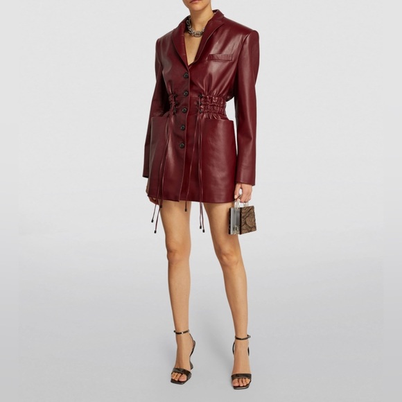 The Mannei | Jackets & Coats | The Mannei Irbid Cinched Leather Blazer Dress  | Poshmark